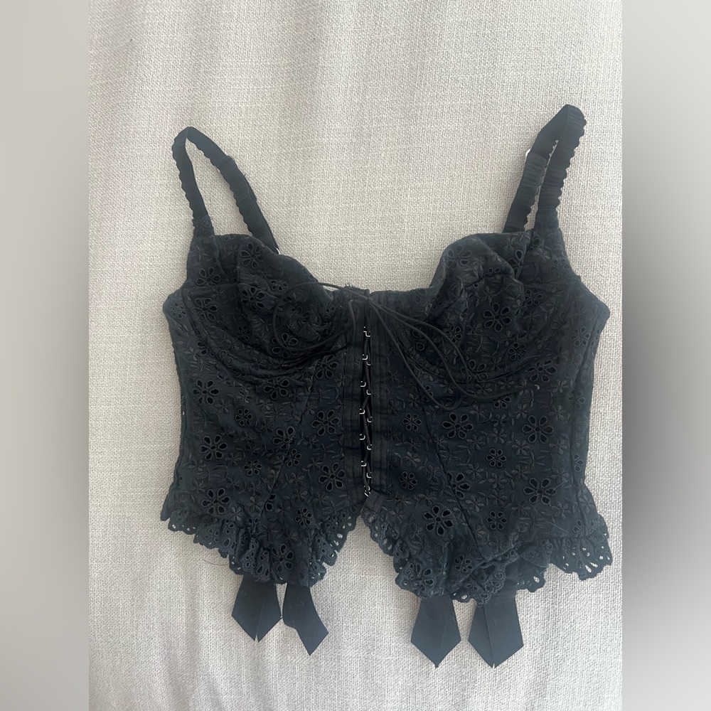 For Love And Lemons Black Floral Lace Bustier